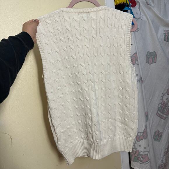 Polo Ralph Lauren‎ Cable Knit Cotton Sweater Vest Size XL Cream Old Money - Picture 5 of 11